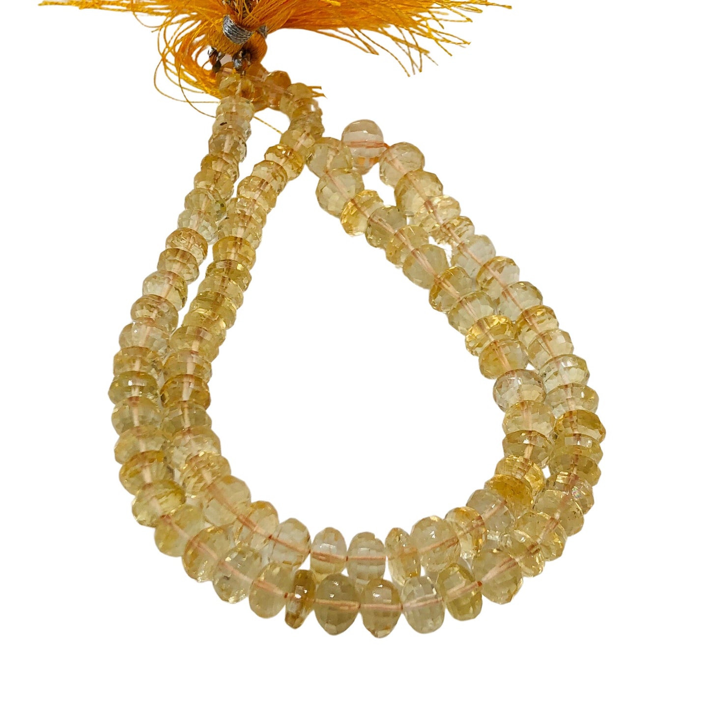 AAA Natural Citrine Faceted Rondelle Beads 6–8mm | Hand Cut Gemstone Rondelles