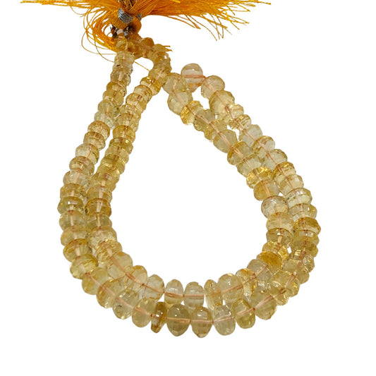 AAA Natural Citrine Faceted Rondelle Beads 6–8mm | Hand Cut Gemstone Rondelles