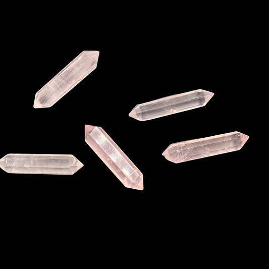 5 pieces Natural Rose Quartz Double Point Facetted Pencil Shape Beads, Drilled Gemstone High Polish Stone Size 5.5mmx20mm Handmade Gift