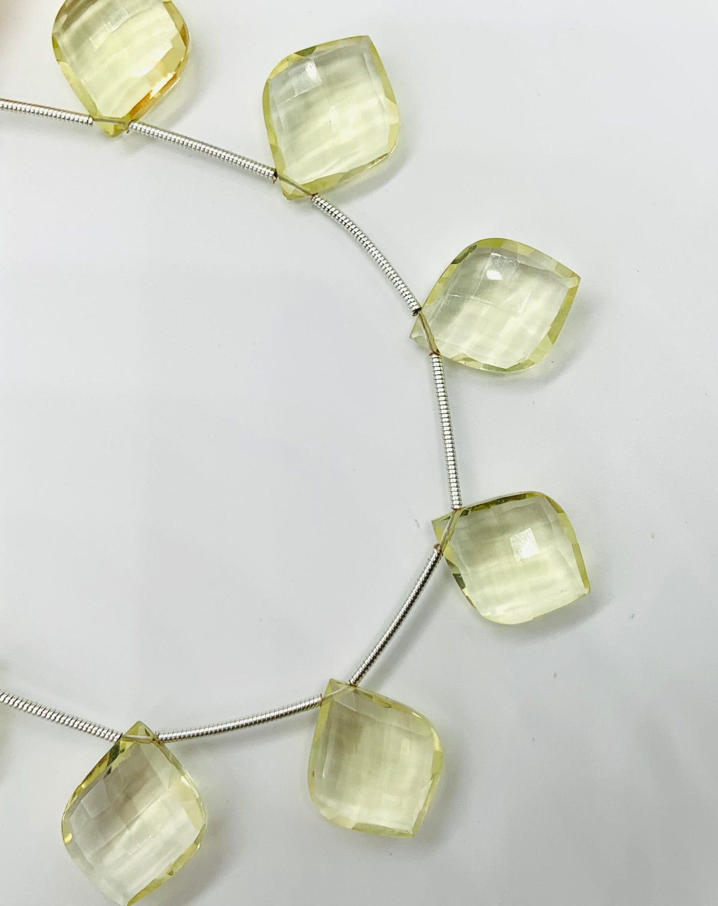 10 Pieces Natural Lemon Quartz Carved Fancy Cut Shape Gemstone Briolette Side Drill Beads Line | Faceted Gemstone Beads BBI1074