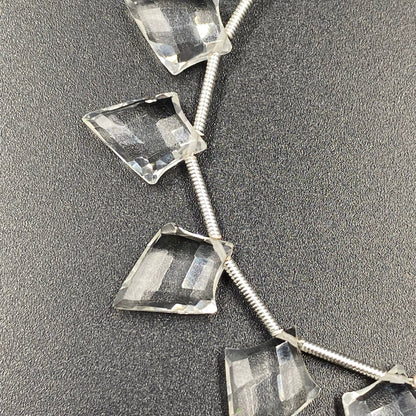 Quality 100% Natural Crystal Quartz Faceted Slanted Fancy Kite Shape Gemstone Beads, Crystal Quartz Gemstone,Jewelry Idea. 9mmX14mm BBI880