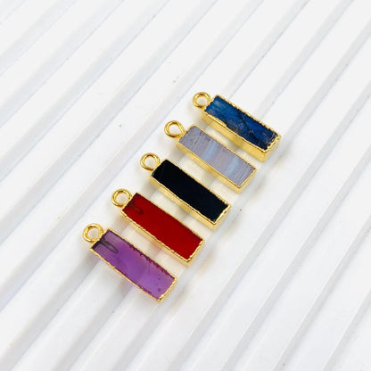 5 Pcs Mix gemstone Smooth Baguette Shape for wedding jewelry Gold Bezel Connector for pendent Natural Mix Gemstone for earring Size 4x15mm