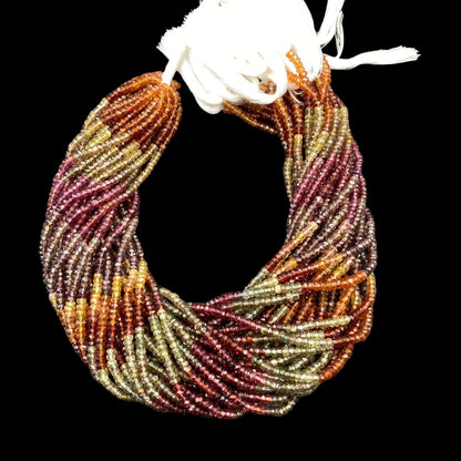 AAA+ Tundra Sapphire Faceted Rondelle Beads | 13 Inch Strand