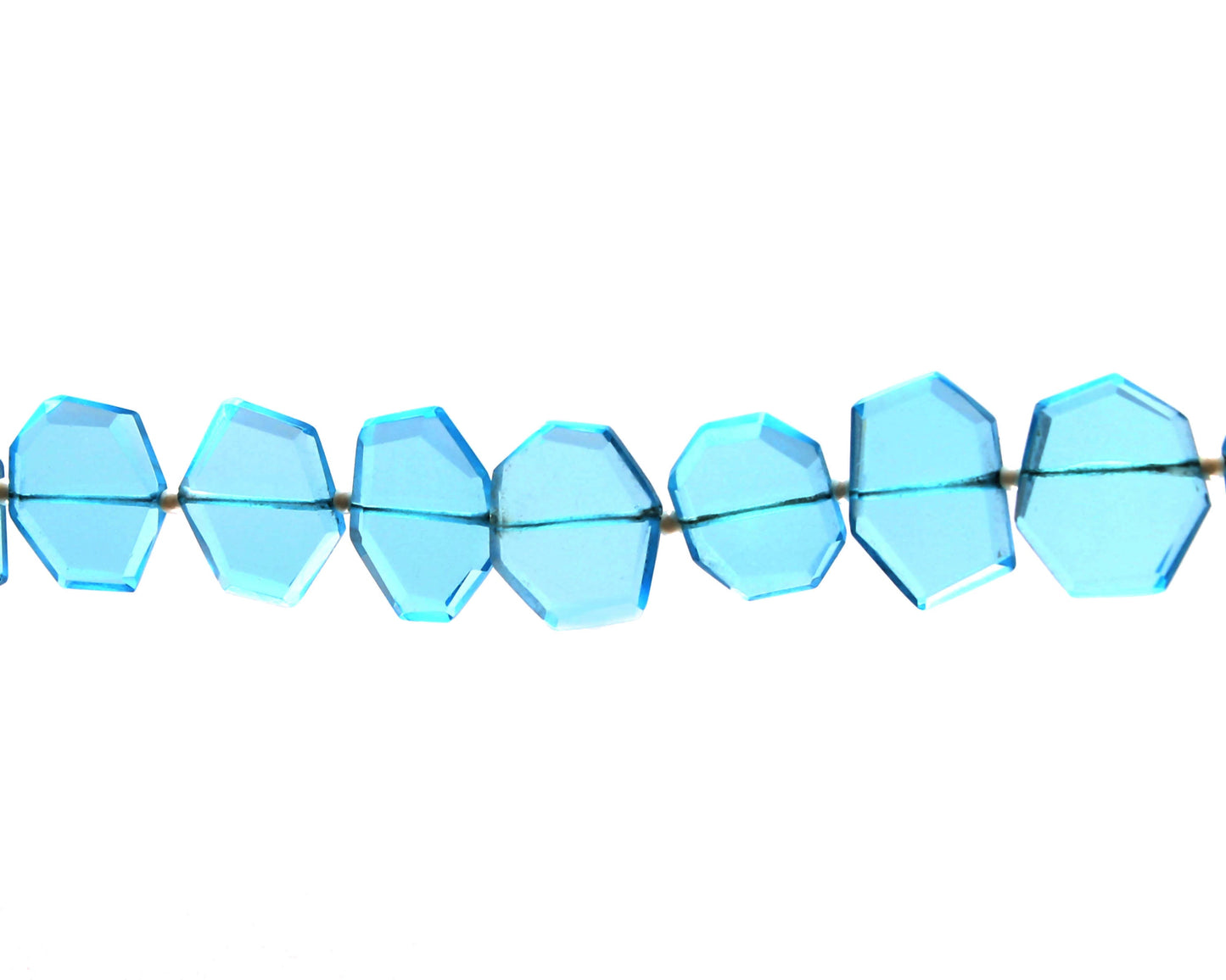 Hydro Glass Blue Topaz Faceted Briolette Beads | Center Drill Flat Chip Gemstones