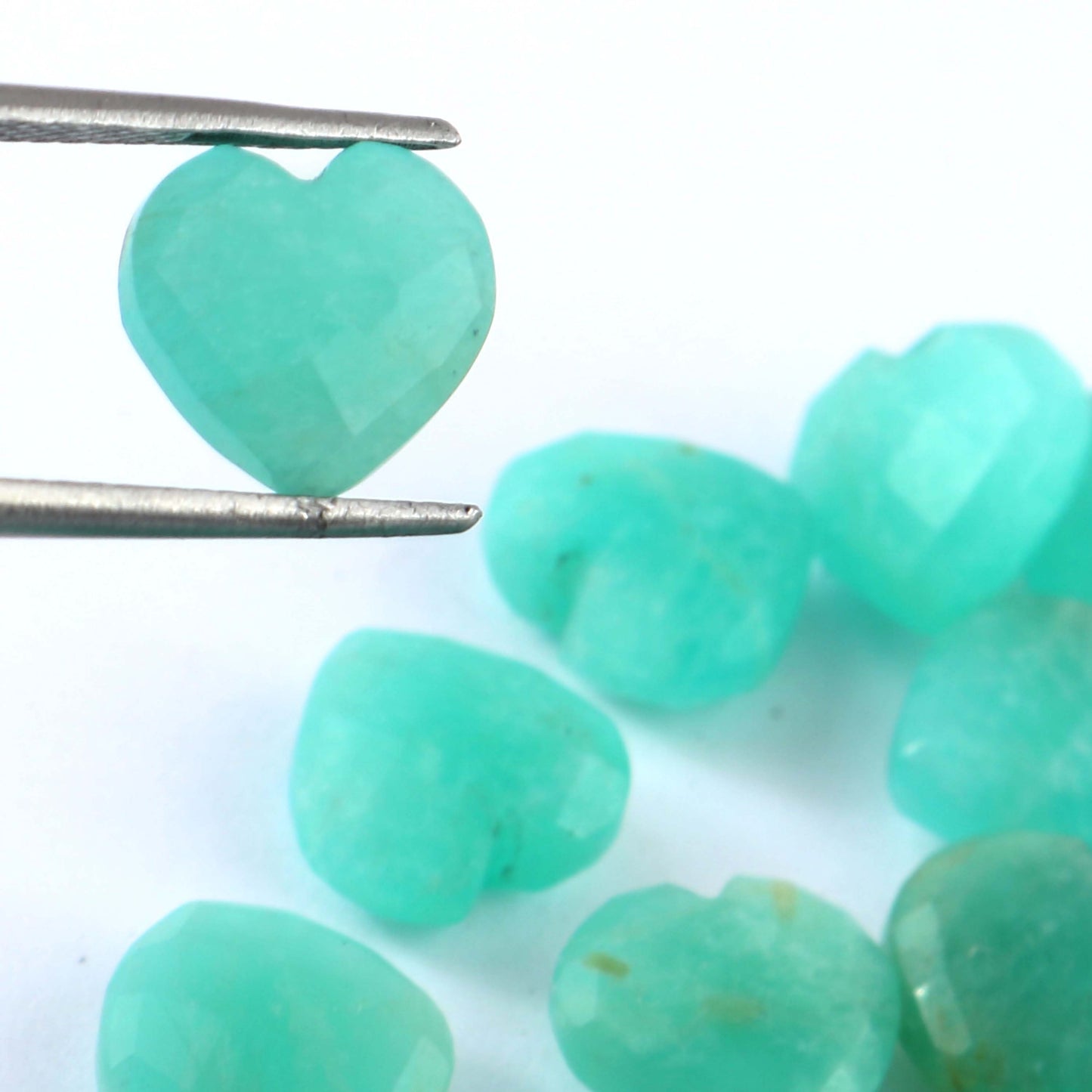 Natural Amazonite Hand Carved Heart Shape Loose Gemstone Beads , Carved Heart Shape Gemstone Briolettes ,Loose Gemstone Beads , 10mm BBI325