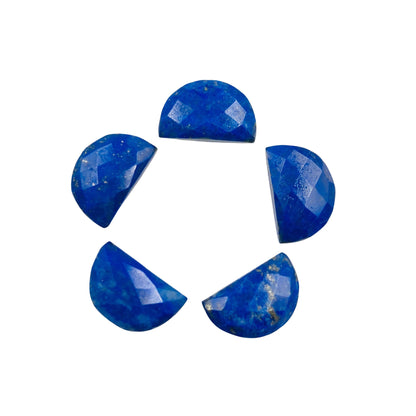 2 Pieces Natural Lapis Lazuli Gemstone, Half Moon D" Shape Gemstone, Size 10mmX16mm, Earring Components, Faceted Half Moon Stone, SKU-BBI199