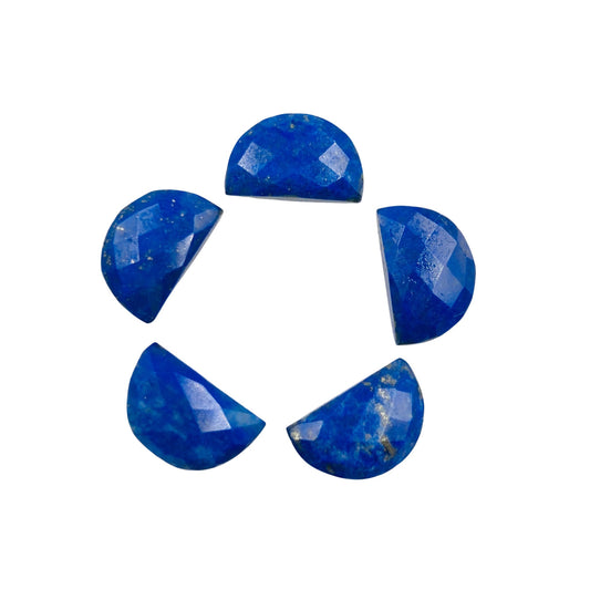 2 Pieces Natural Lapis Lazuli Gemstone, Half Moon D" Shape Gemstone, Size 10mmX16mm, Earring Components, Faceted Half Moon Stone, SKU-BBI199