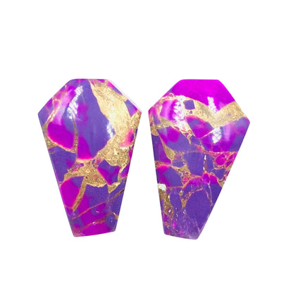 1 Pair Purple Copper Turquoise Smooth Cut Coffin Shape Gemstone, Size 11X18mm, Matching Pair Briolette, Earring Making , SKU - BBI1026