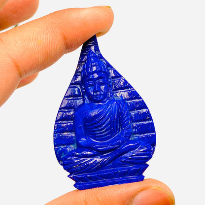 Natural Lapis Lazuli Buddha Hand Carved Gemstone Statue