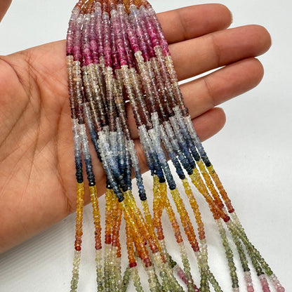 AAA+ Multi Sapphire Faceted Rondelle Beads | 3mm | 16 Inch Strand