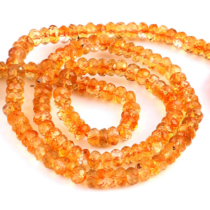 Natural Citrine Faceted Rondelle Beads 3–4mm | 13 Inch Strand Citrine Gemstone