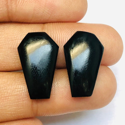 1 Pair Black Onyx Smooth Cut Coffin Shape Gemstone, Size 11X18mm, Matching Pair Briolette, Earring Making Gemstone , SKU - BBI1023