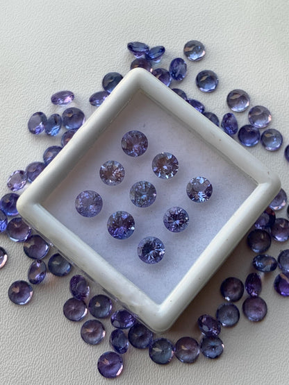 Natural Tanzanite Faceted Round Shape Cut Stone CALIBRATED Loose Stone Cut Round Jewelry Making Semi Precious Stone For ring, gift for her