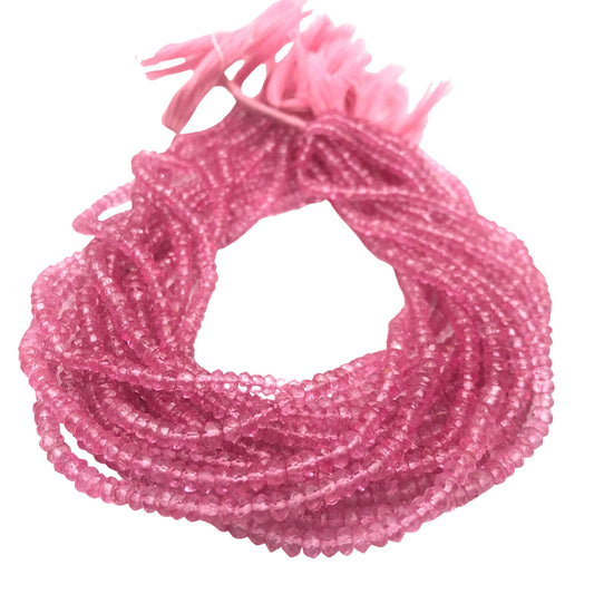 Mystic Pink Topaz Faceted Rondelle Beads, 3mm Gemstone Strand