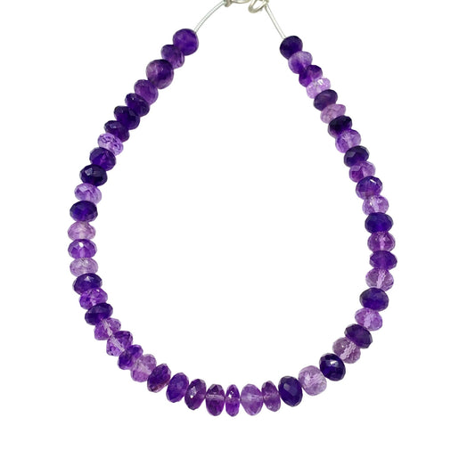 Natural Purple Amethyst Faceted Rondelle Gemstone Beads 8" Strand