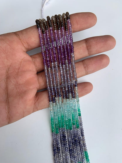 13 Inch Natural multi faceted Rondelle shape Beads Briolette Size 3mm Mix gemstone faceted beads for Wedding jewelry making gift for her