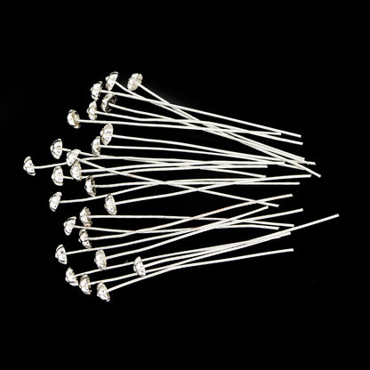 Silver-Plated Flower Headpins – 50 PCS 52mm Decorative Jewelry Findings