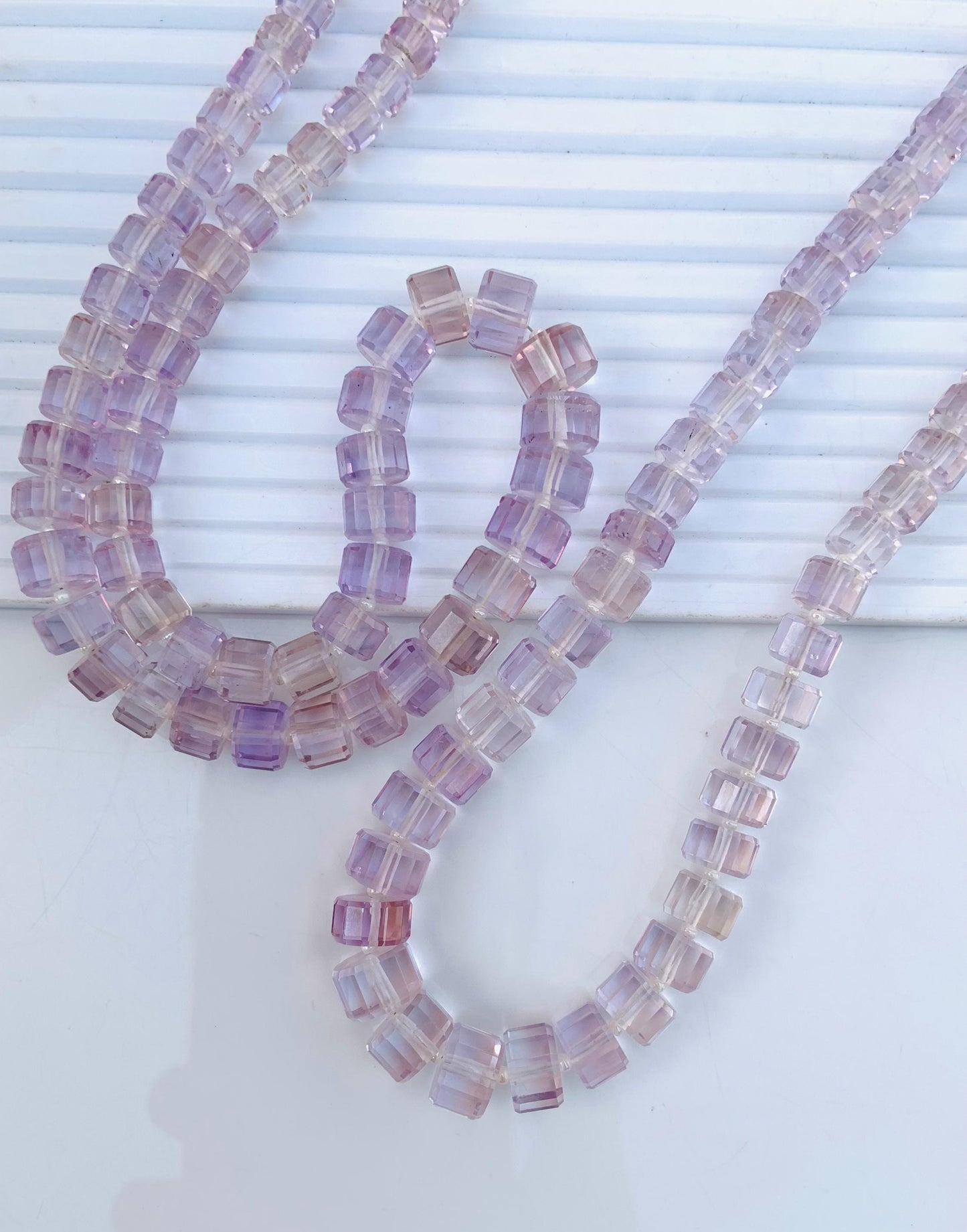 Natural Light Pink Amethyst Faceted Tyre Gemstone Beads 15" Strand