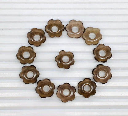 4 Pcs Natural Smoky Quartz Smooth Flower Gemstone Beads 15mm Carved Flower Shape jewelry Smoky Quartz Gemstone Jewelry Handmade Bracelet