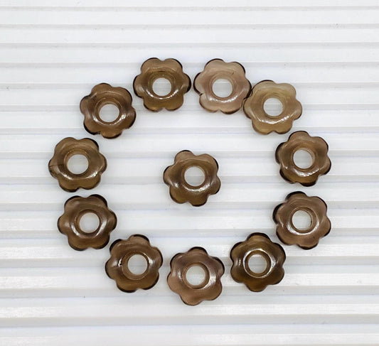 4 Pcs Natural Smoky Quartz Smooth Flower Gemstone Beads 15mm Carved Flower Shape jewelry Smoky Quartz Gemstone Jewelry Handmade Bracelet