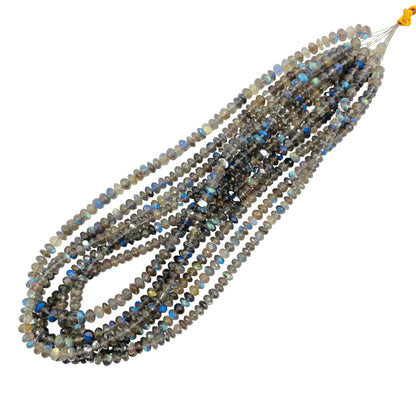 Natural Blue Flashy Labradorite Faceted Rondelle Beads - AAA Gemstone Beads