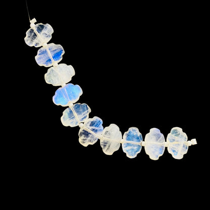 10 Pieces Natural White Rainbow Smooth Cloud Shape Gemstone, Size 8x12mm, Blue Flashy Rainbow Gemstone Briolette, SKU-BBI1111