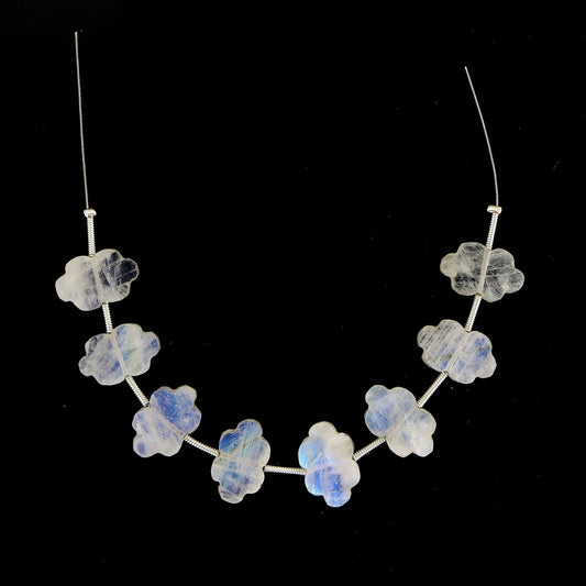 8 Pieces Natural White Rainbow Gemstone, Smooth Cloud Shape Briolette, Blue Flashy Rainbow Stone For Jewelry, Size 9x13mm, SKU- BBI1111