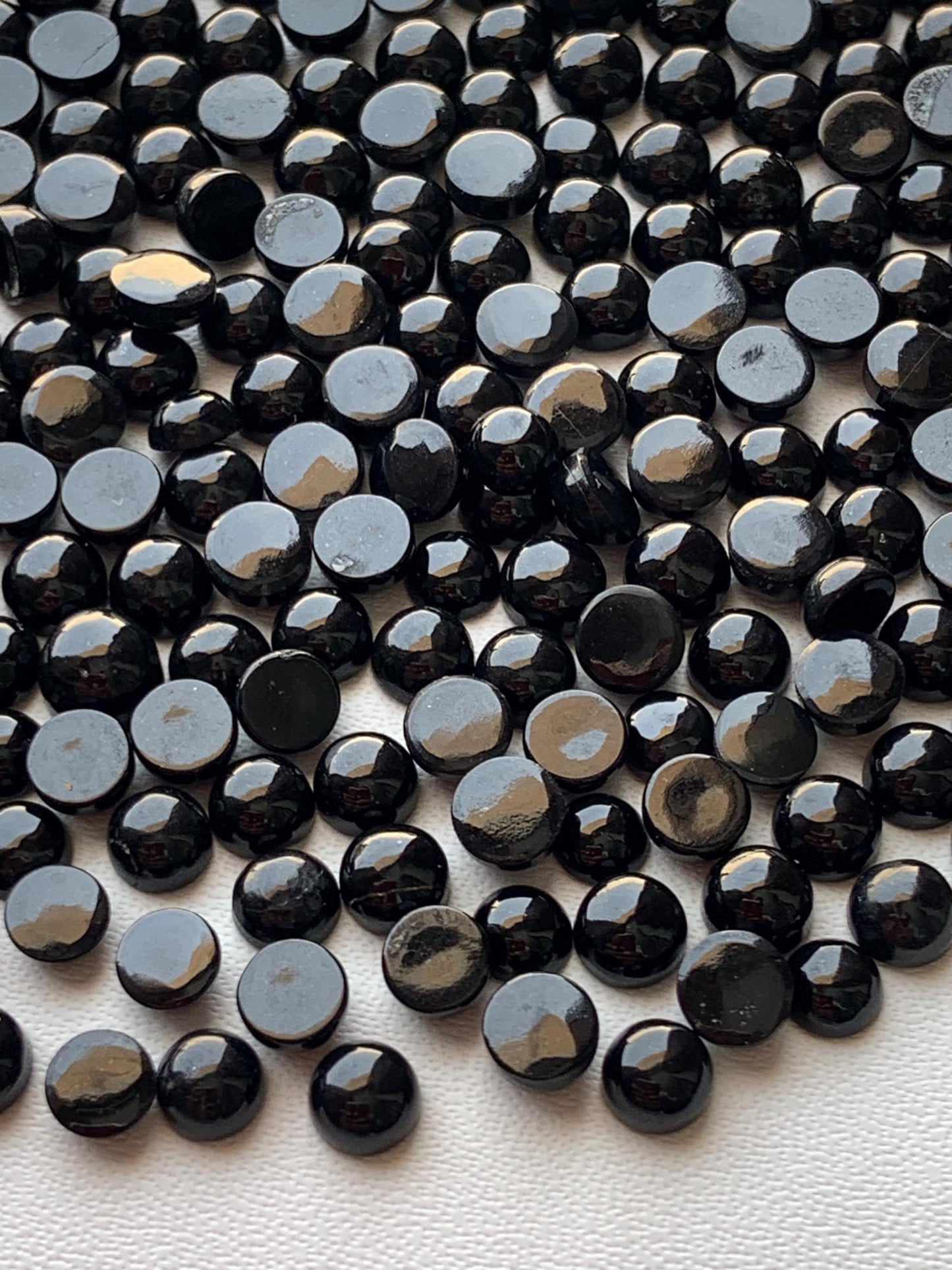 Black Tourmaline Cabochons: Smooth Round Gemstone, Jewelry Making - 10 Pcs