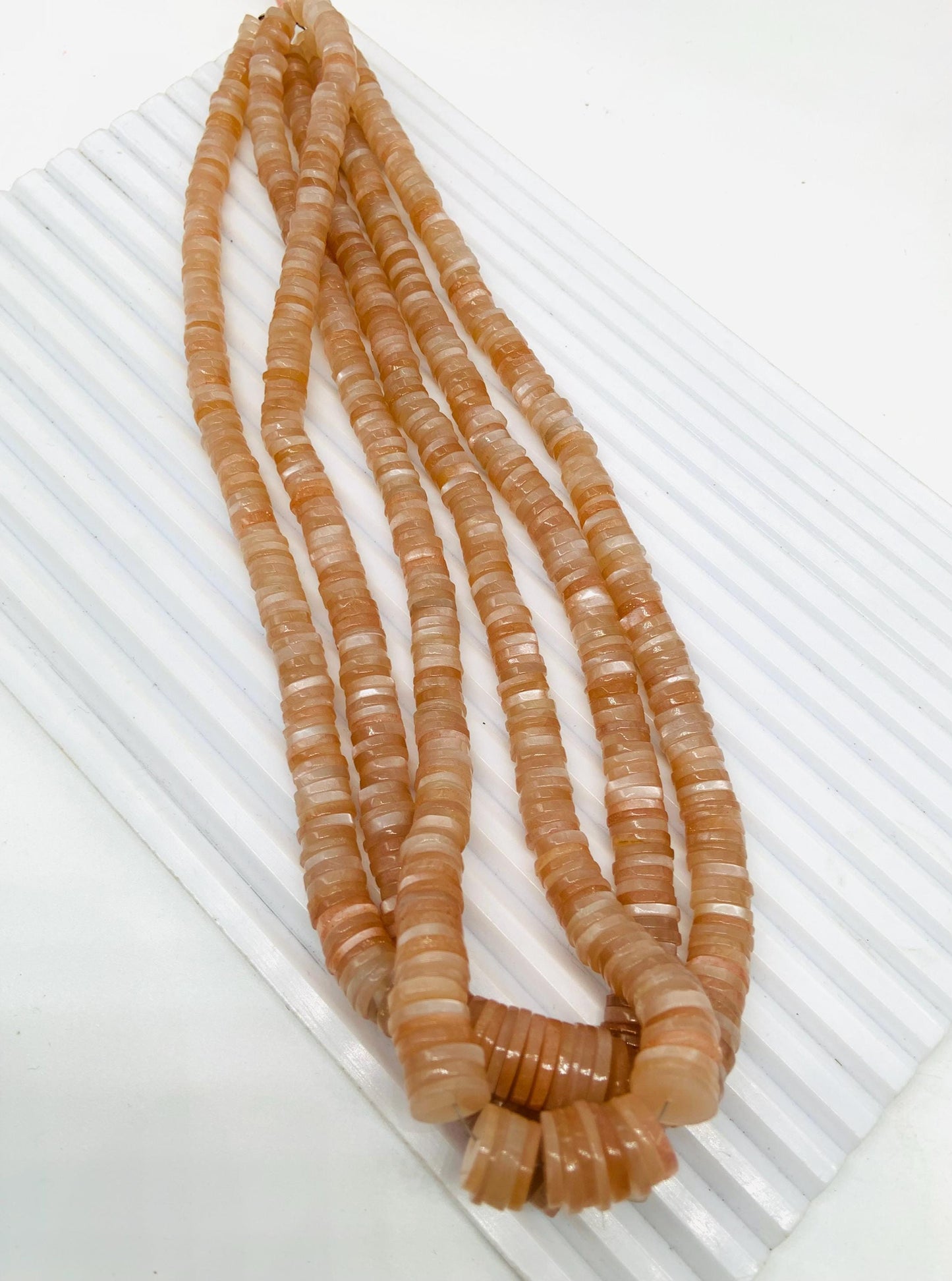 16" Strand Natural Peach Moonstone Smooth Heishi Tyre Shape Gemstone Beads Peach Moonstone Plain Beads Semi Precious Stone.