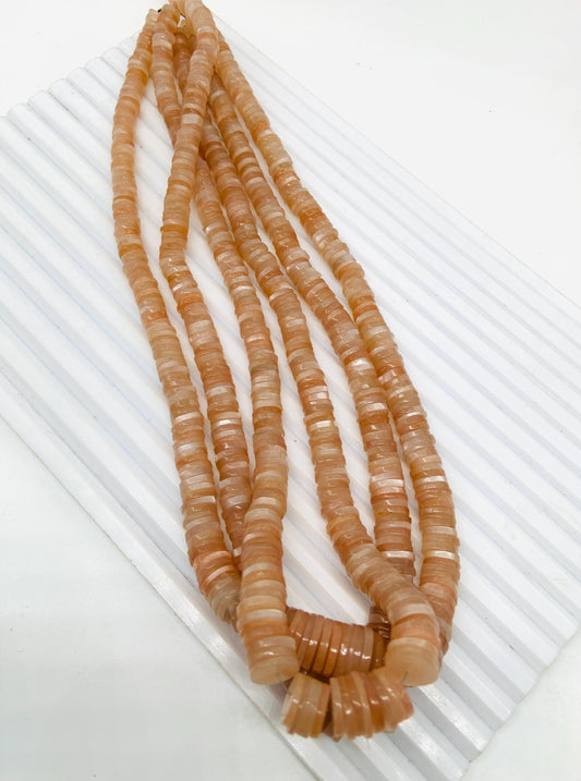 16" Strand Natural Peach Moonstone Smooth Heishi Tyre Shape Gemstone Beads Peach Moonstone Plain Beads Semi Precious Stone.