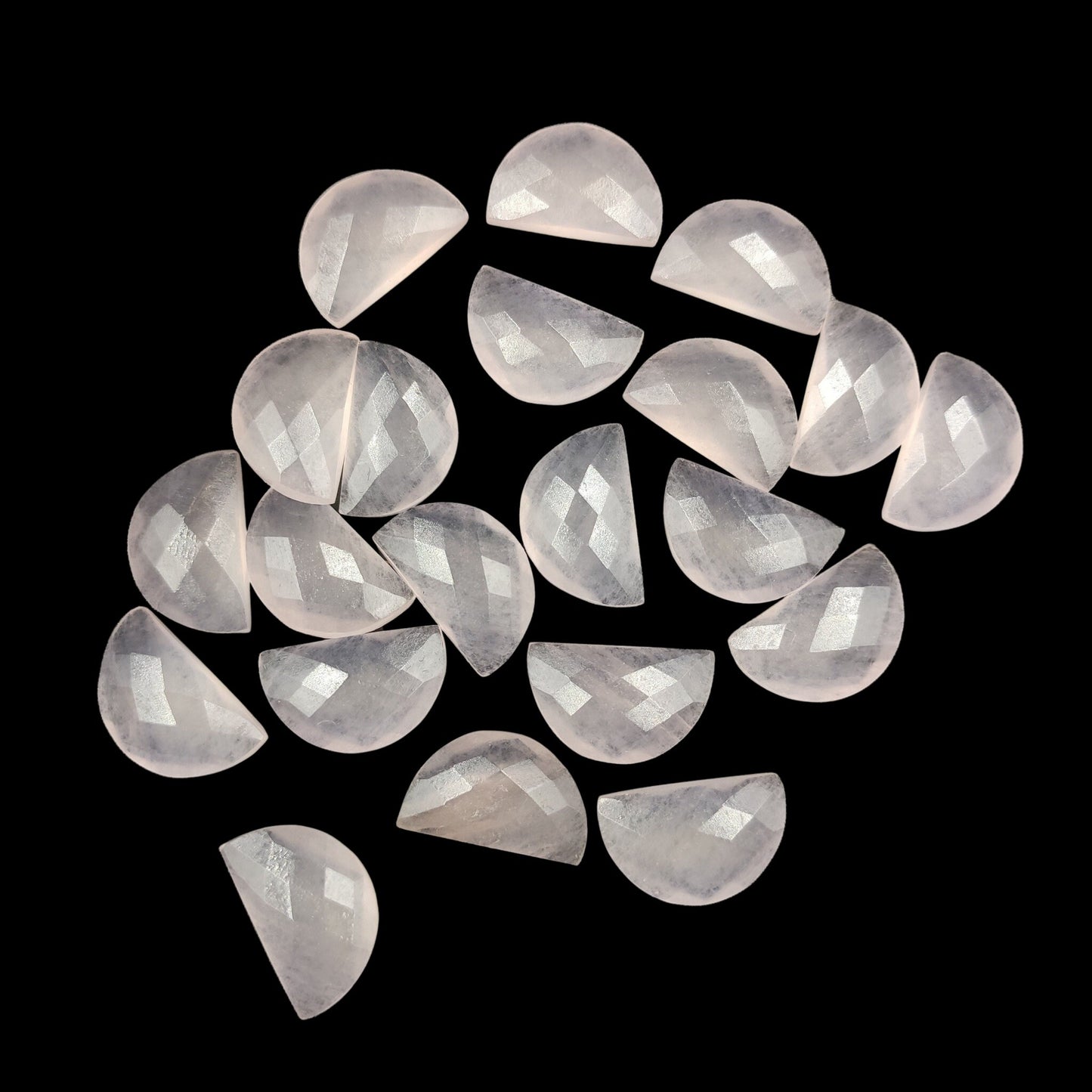 2 Pieces Pink Quartzite Faceted D' Shape Gemstone, Size 10mmx16mm, Hand Carved Briolette, Half Moon Shape Gemstone, Quartzite Beads, SKU-226