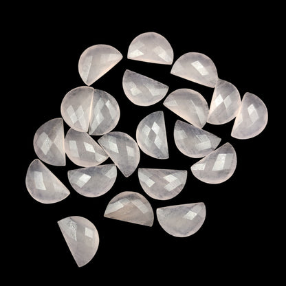 2 Pieces Pink Quartzite Faceted D' Shape Gemstone, Size 10mmx16mm, Hand Carved Briolette, Half Moon Shape Gemstone, Quartzite Beads, SKU-226