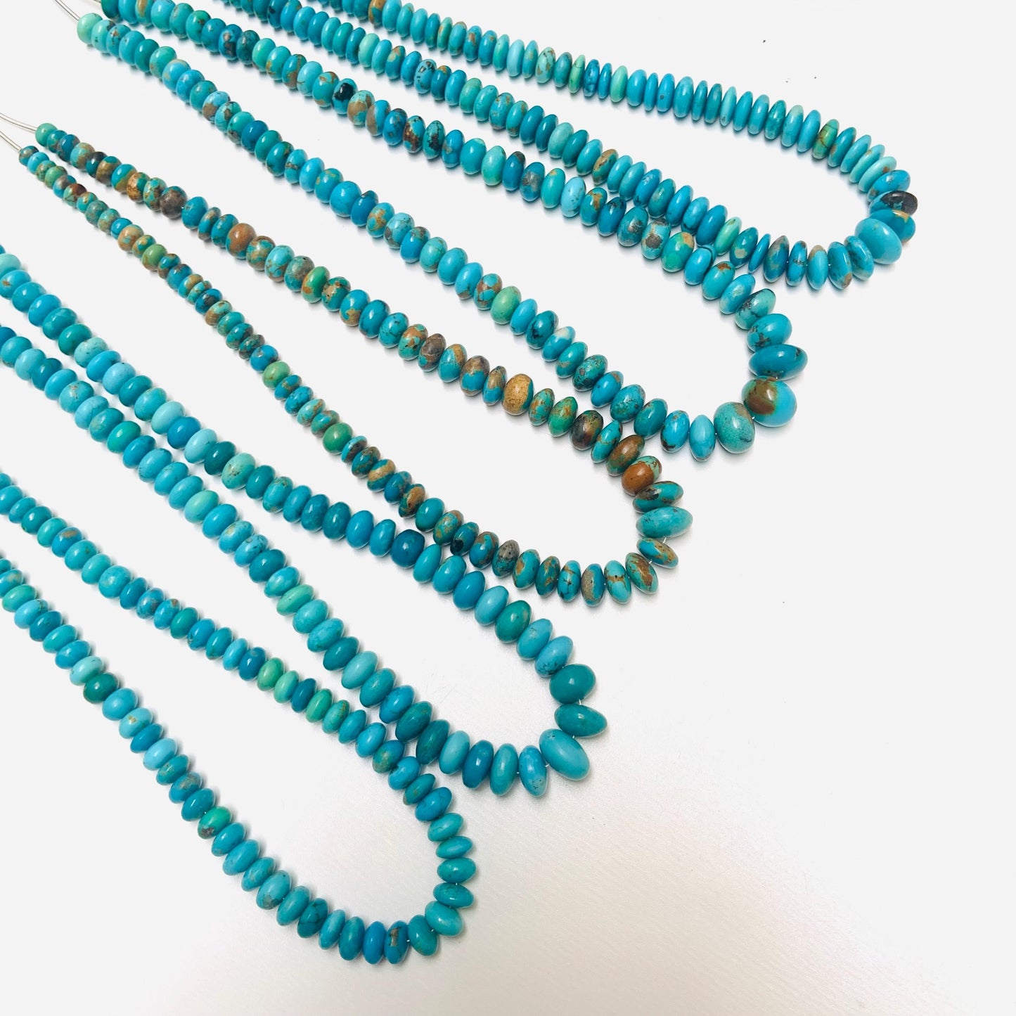 Arizona Turquoise Rondelle Beads: Smooth Gemstone Briolettes, 13-inch Strand