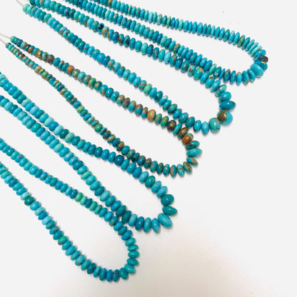 Arizona Turquoise Rondelle Beads: Smooth Gemstone Briolettes, 13-inch Strand