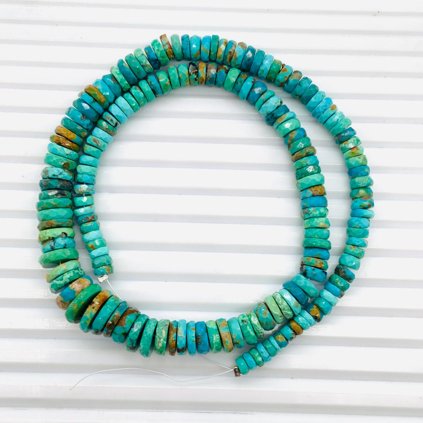 Arizona Turquoise Faceted Tyre Beads 16" Strand 5–12mm | Gemstone Jewelry Making