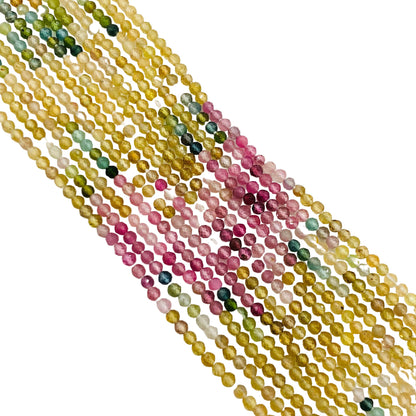 Multi-Color Tourmaline Rondelle Beads 2.5mm | Faceted Gemstone