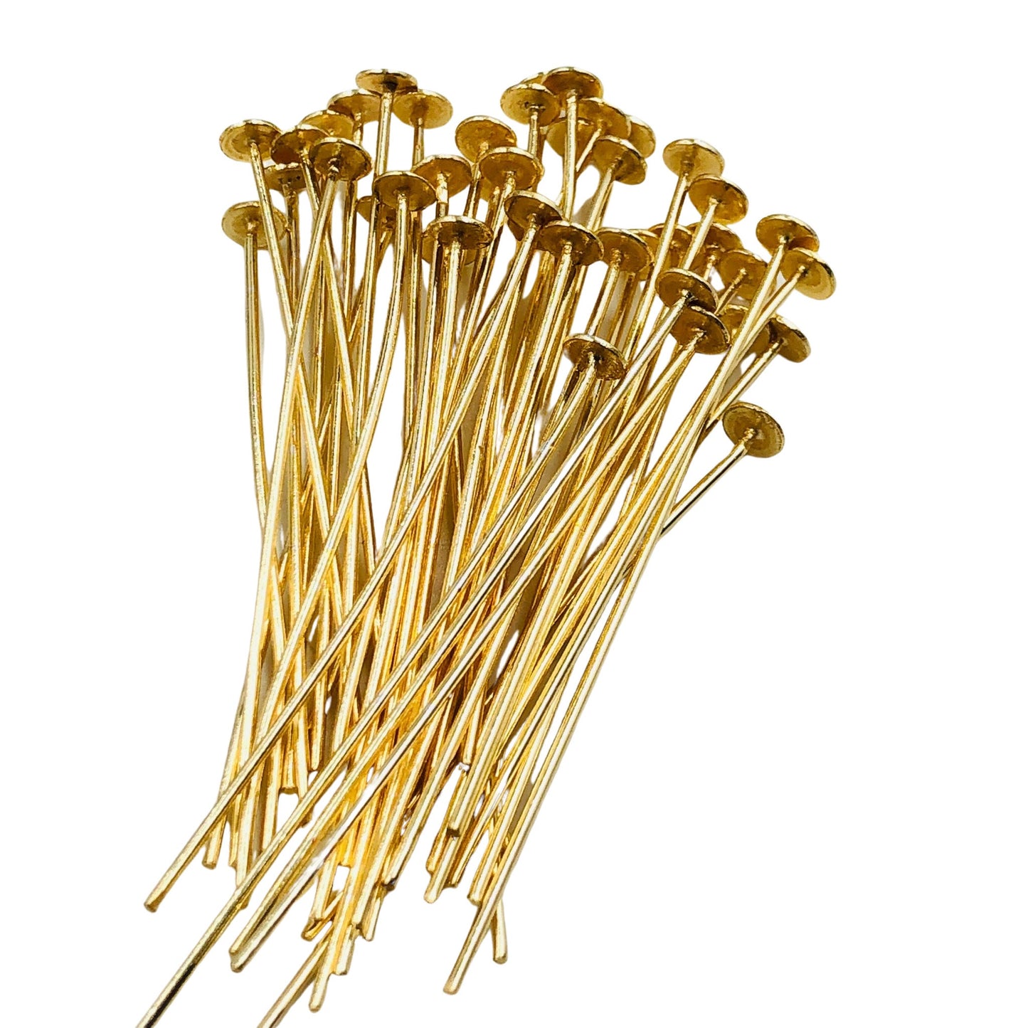 Gold-Plated Flat Headpins – 50 PCS 52mm Decorative Jewelry Findings