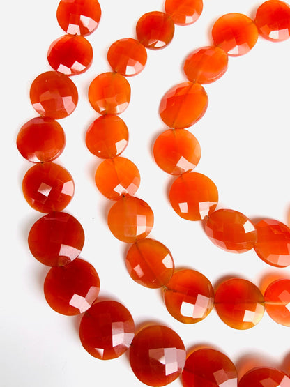 Natural Carnelian Faceted Round Beads 12-14mm – 15 Pcs for Jewelry Making
