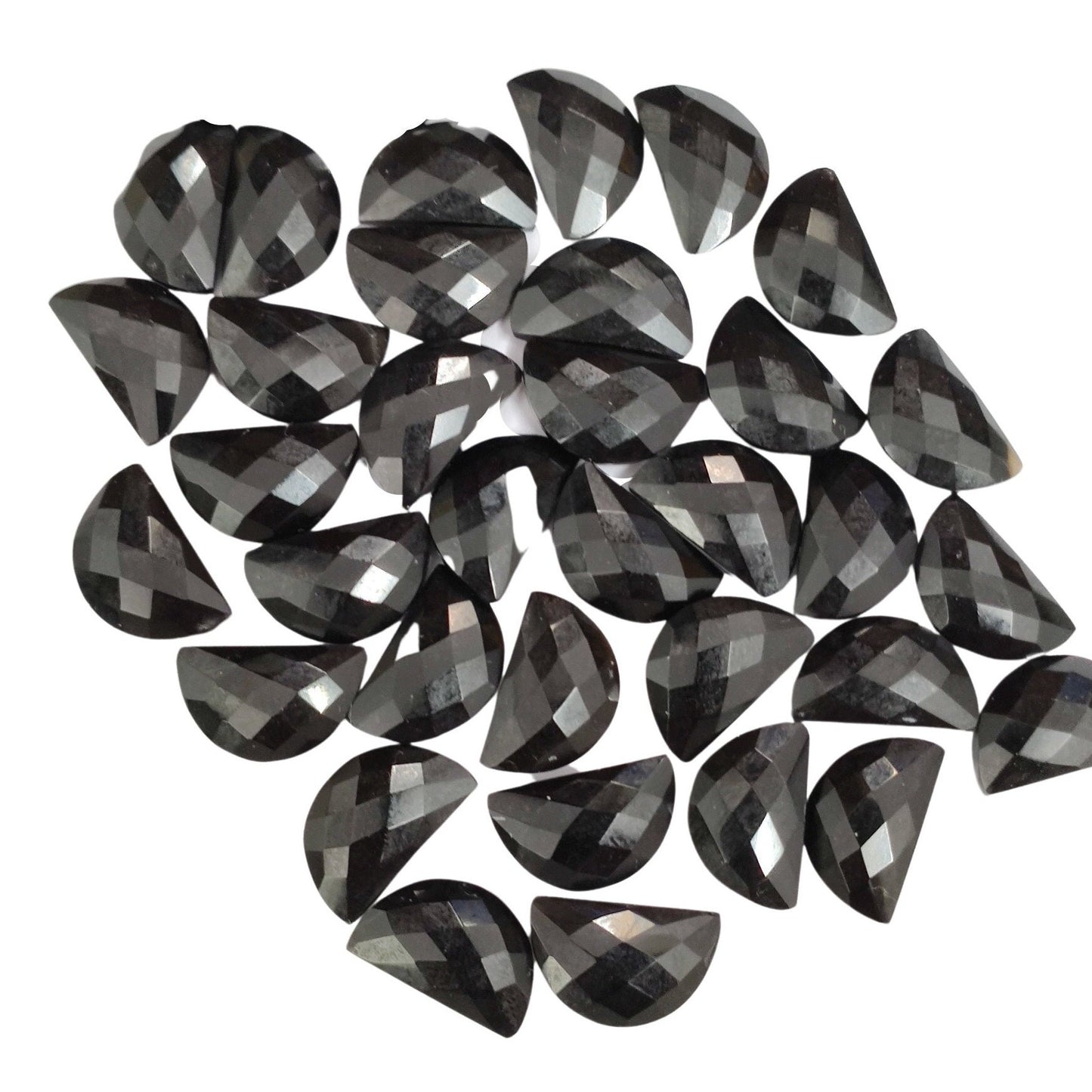 2 Pieces Natural Black Onyx Gemstone, Half moon gemstone, Earring Components natural gemstone, Half moon gemstone, Size 10x16mm SKU-BBI233