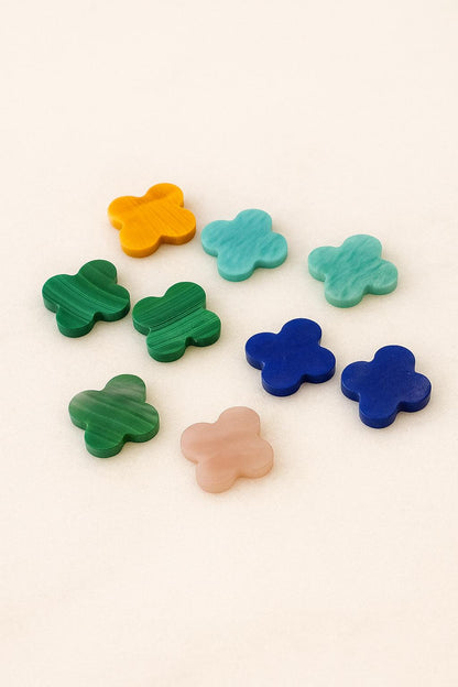 1 Pair Mix Gemstone four leaf Shape Clover beads Size 12mm Natural Malachite/ lapis lazuli /Amazonite/tiger eye/Pink MOP clover of charm