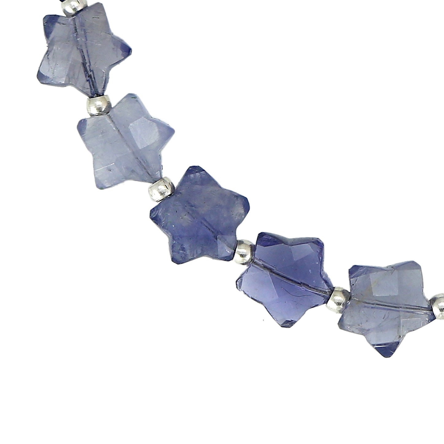 Natural Iolite Faceted Star Beads – 20pcs 10mm Carved Jewelry Beads