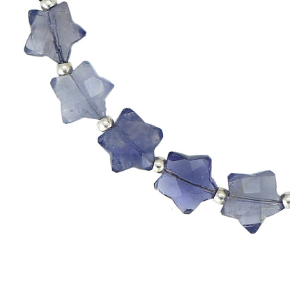 Natural Iolite Faceted Star Beads – 20pcs 10mm Carved Jewelry Beads