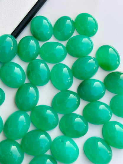 Natural Chrysoprase Chalcedony Smooth Oval Shape Gemstone Cabochon, CALIBRATED Loose Stone Cab, Oval Jewelry Making Cabs