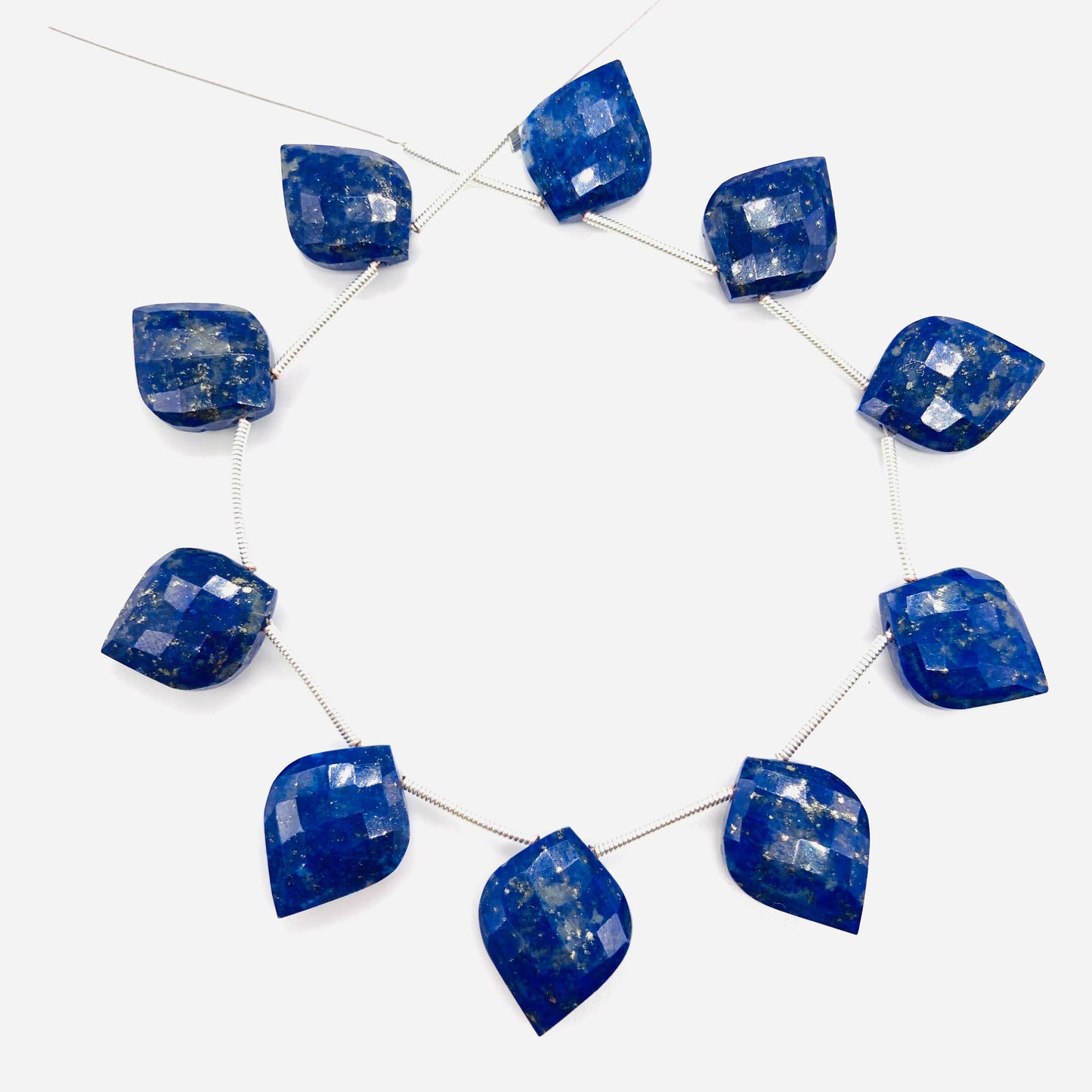 Lapis Lazuli Faceted Fancy Cut Briolettes 10pcs – Carved Side Drill Gemstone Beads