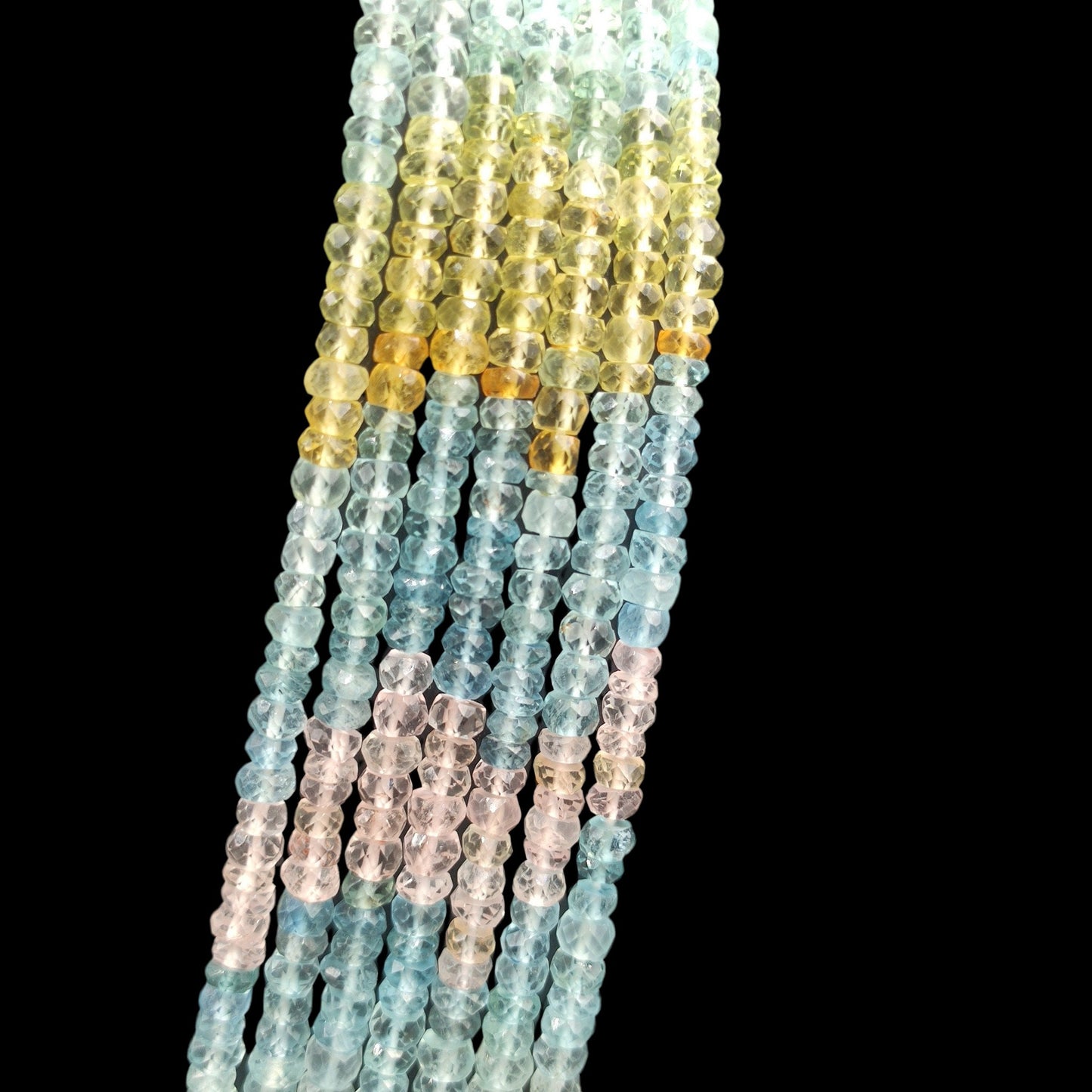 Natural Multi Aquamarine Faceted Rondelle Beads | 4mm | 13 Inch Strand