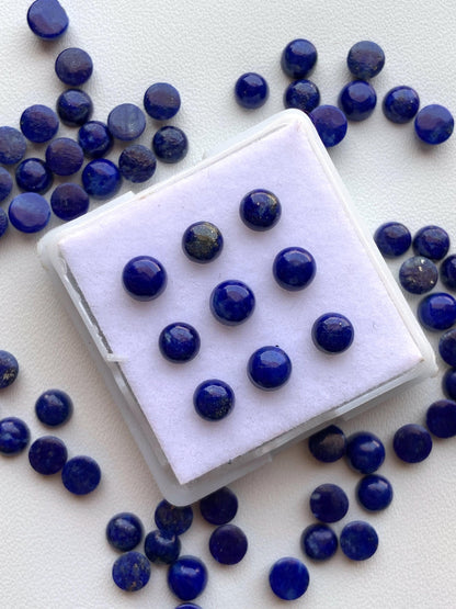Natural Lapis Lazuli Smooth Round Gemstone Cabochon, CALIBRATED Loose Stone Cab, Round Jewelry Making Cabochons Semi Precious Cabs for ring