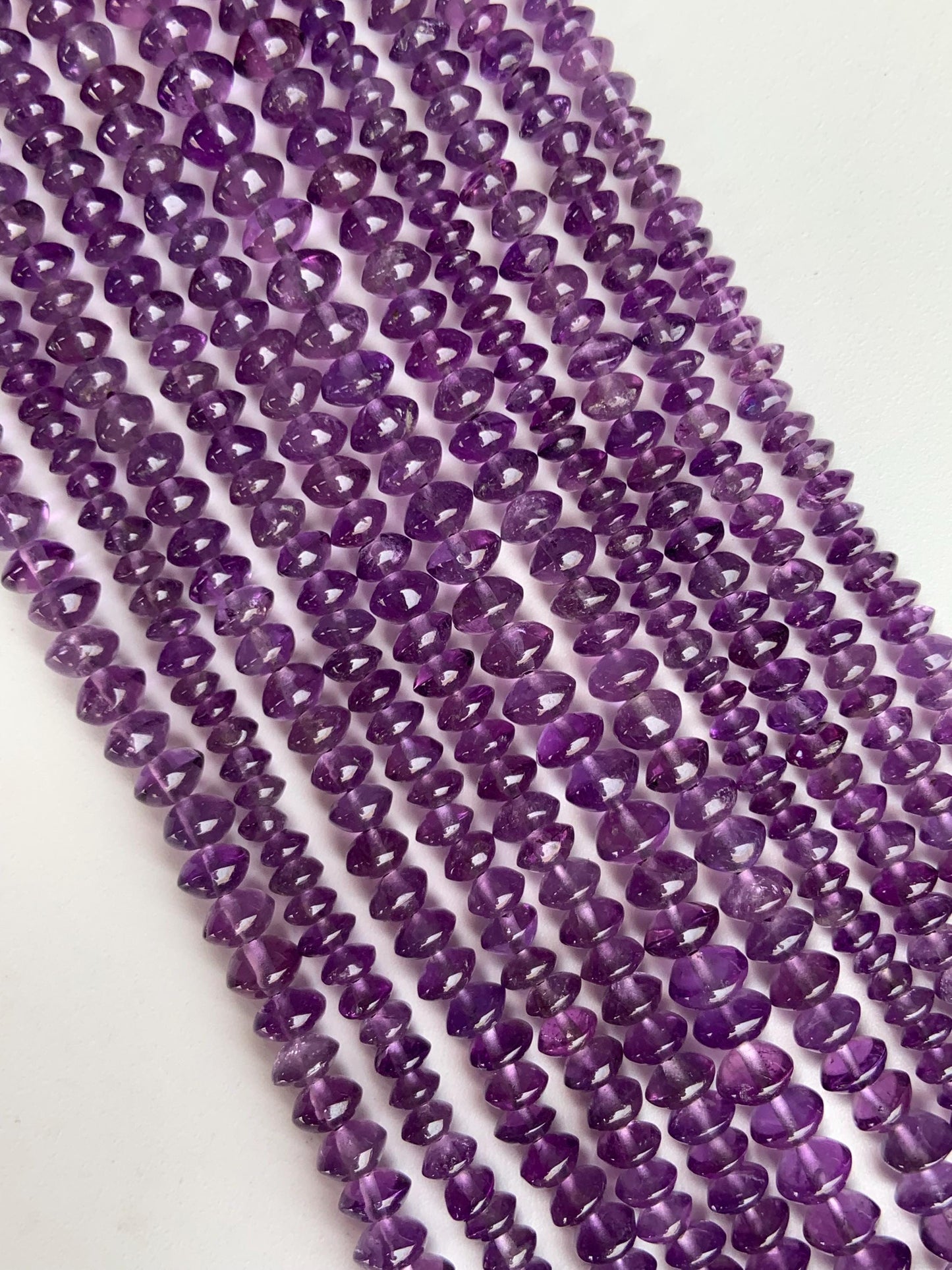 Natural Amethyst Smooth Rondelle Beads 13" Strand