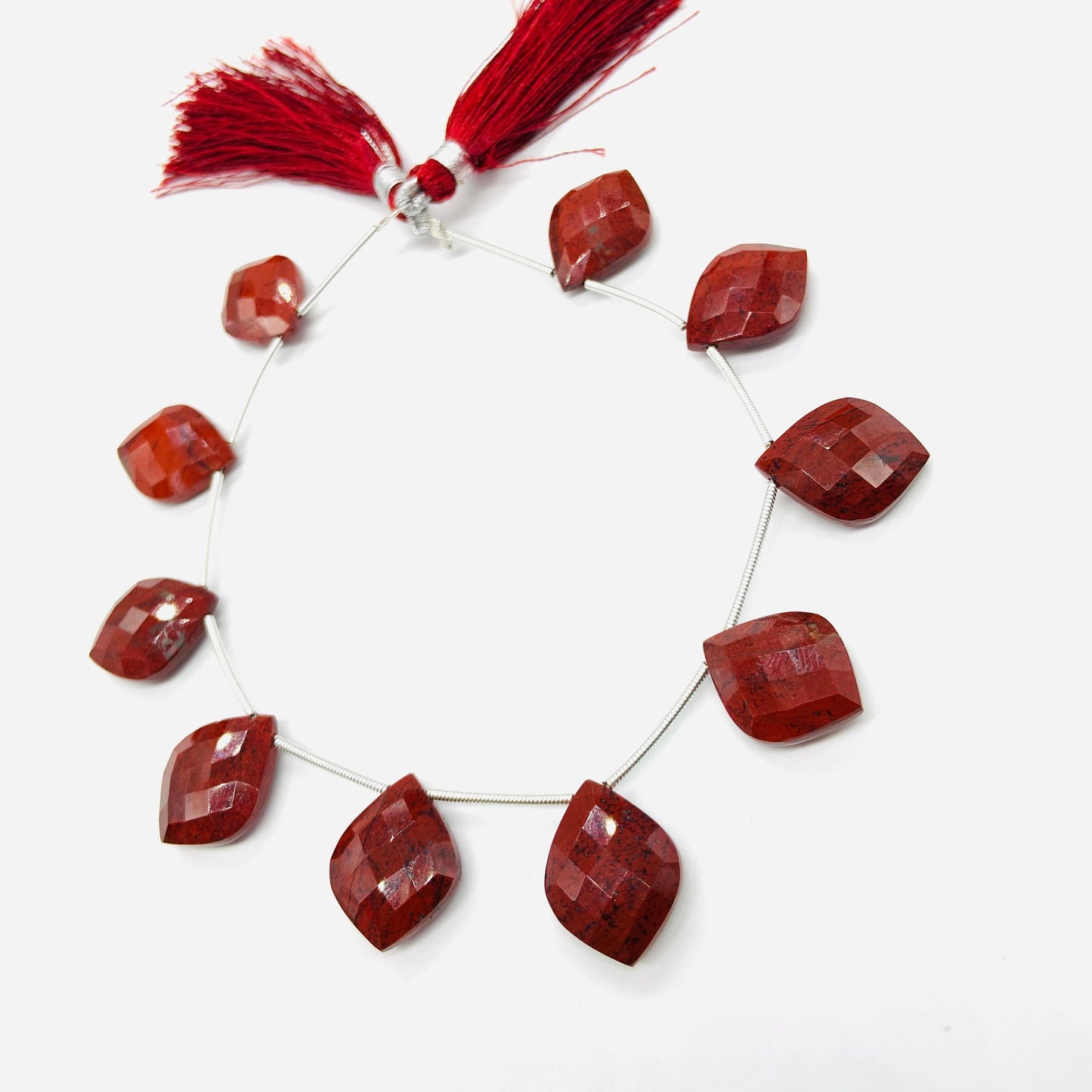 Red Jasper Carved Briolette Beads – Fancy Cut Faceted Side Drill | DIY Jewelry Making