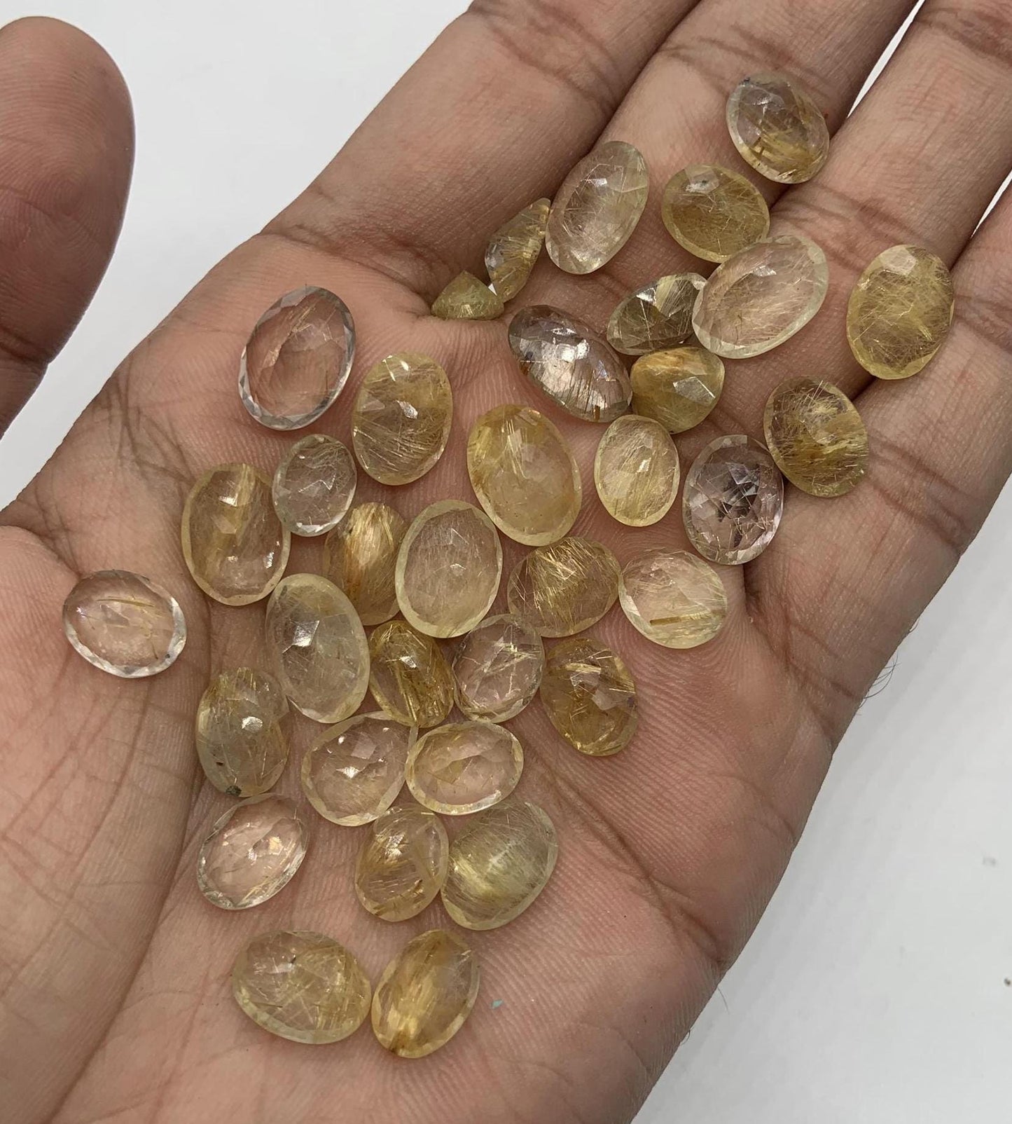 35 Pieces Lot Natural Golden Rutile Faceted Cut Stone Loose gemstone Golden Rutile Ring & High Fine Jewelry Semi Precious Lot Cut Stone