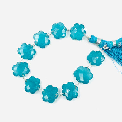 10 Pieces Teal Quartzite Faceted Double Drilled Gemstone Beads, Cloud Shape Gemstone, Drilled gemstone, Hand Carved Gemstone Size 14X15X6mm